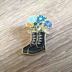 Combat Boots with Flowers Enamel Pin